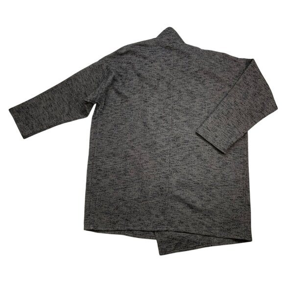 Eileen Fisher High Collar K/L Coat M/L Black Tweed Wool Blend Oversize Lagenlook - Picture 13 of 14